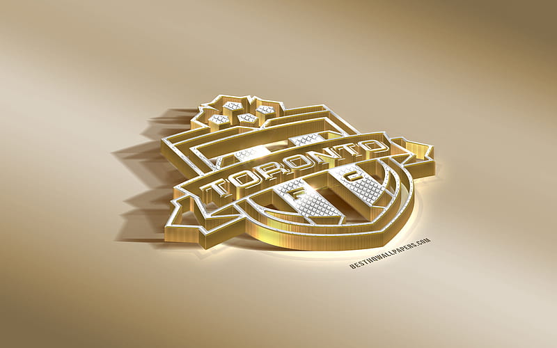 Toronto FC, Canadian soccer team, Golden Silver logo, Toronto, Ontario, USA, MLS, 3d golden emblem, creative 3d art, football, Major League Soccer, HD wallpaper