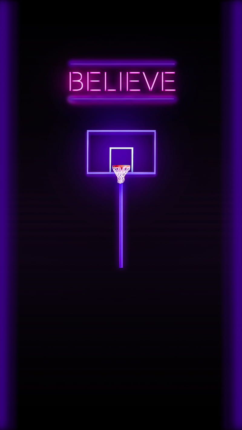Neon Basketball Goal, #basketball #basketballgoal #goal #court # #dark #black #neon #light #believe, ericreationzs, HD phone wallpaper