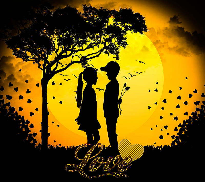 Love, bird, birds, boyfriend, girlfriend, i love you, sunset, tree, HD  wallpaper | Peakpx