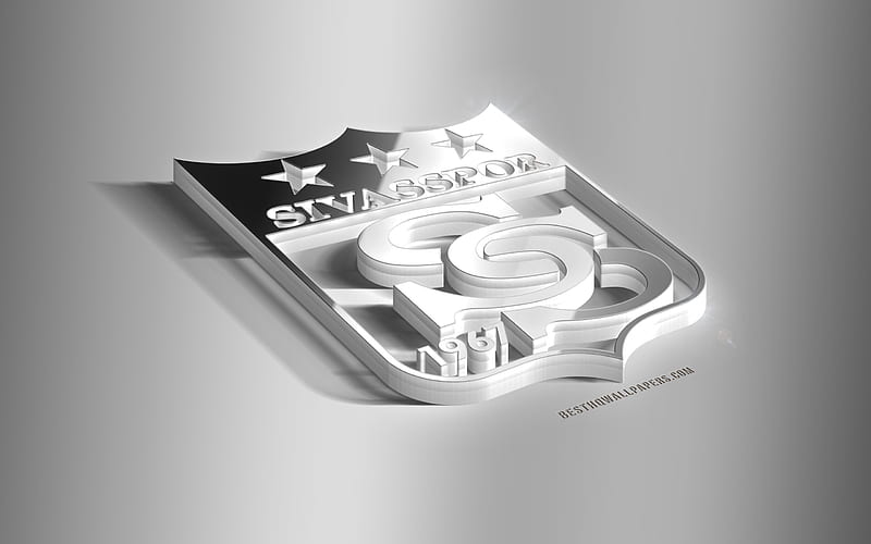 Sivasspor, 3D steel logo, Turkish football club, 3D emblem, Sivas, Turkey, Sivasspor metal emblem, Super Lig, football, creative 3d art, HD wallpaper