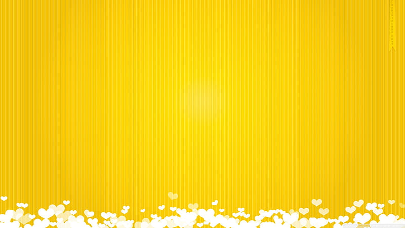 Yellow With Mild Lines And White Heart Shapes Yellow Summary, HD wallpaper