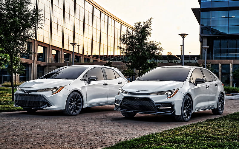 2020, Toyota Corolla, exterior, front view, Corolla white hatchback, Corolla white sedan, new white Corolla, Japanese cars, Toyota, HD wallpaper