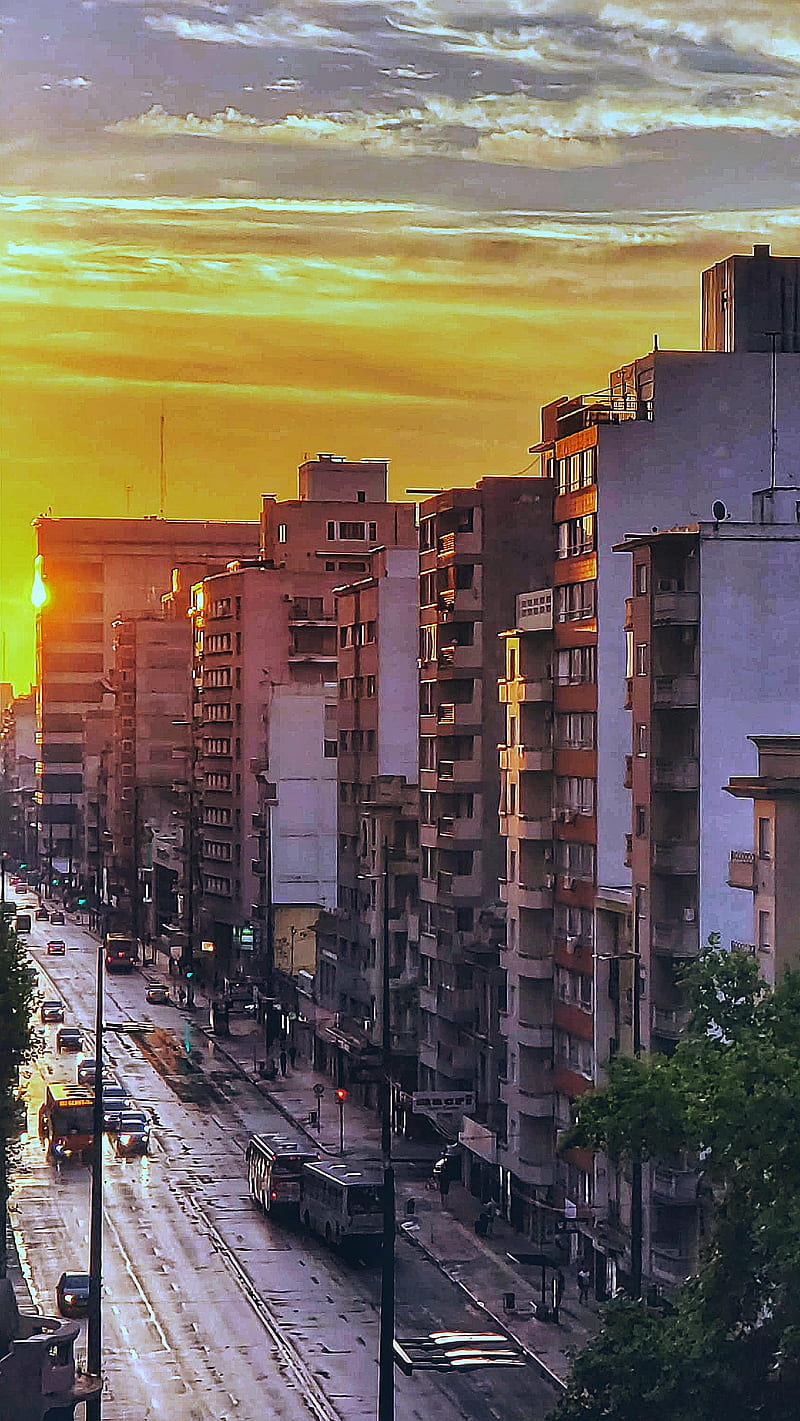 Montevideo, bonito, building, city, dusk, landscape, street, uruguay, HD phone wallpaper