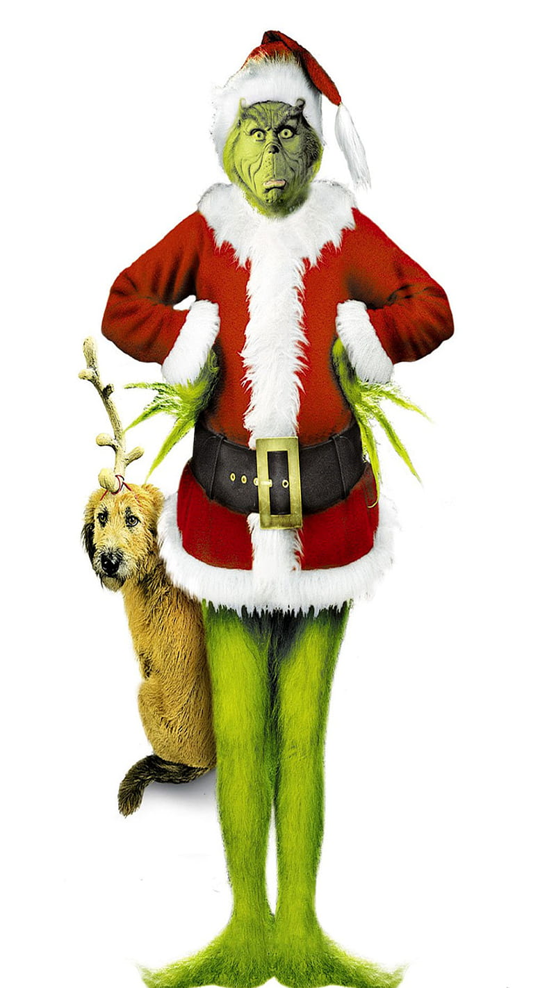 The Grinch, christmas, dog, santa, holiday, holiday season, cute, HD phone wallpaper