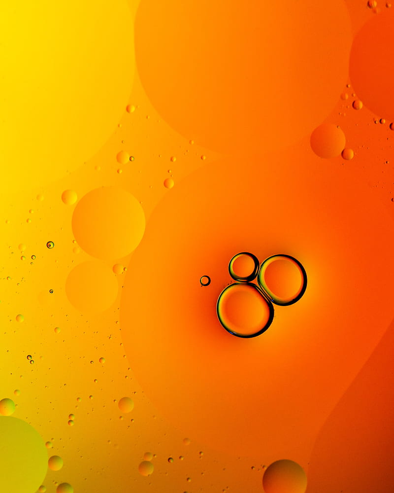liquid, bubbles, macro, orange, bright, HD phone wallpaper
