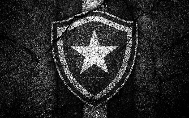 Botafogo FC, logo, Brazilian Seria A, soocer, black stone, Brazil, Botafogo, football club, asphalt texture, FC Botafogo, HD wallpaper