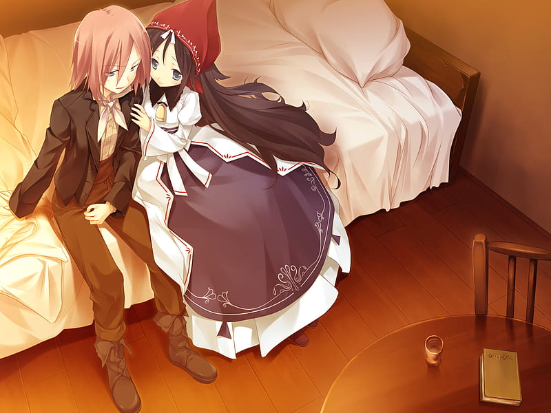 Anime couple, game, cg, bed, couple, HD wallpaper | Peakpx