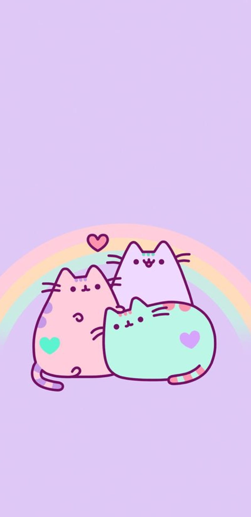 Pusheen, color, lila, pink, cat, sweet, pastel, little, unicorns, HD phone wallpaper