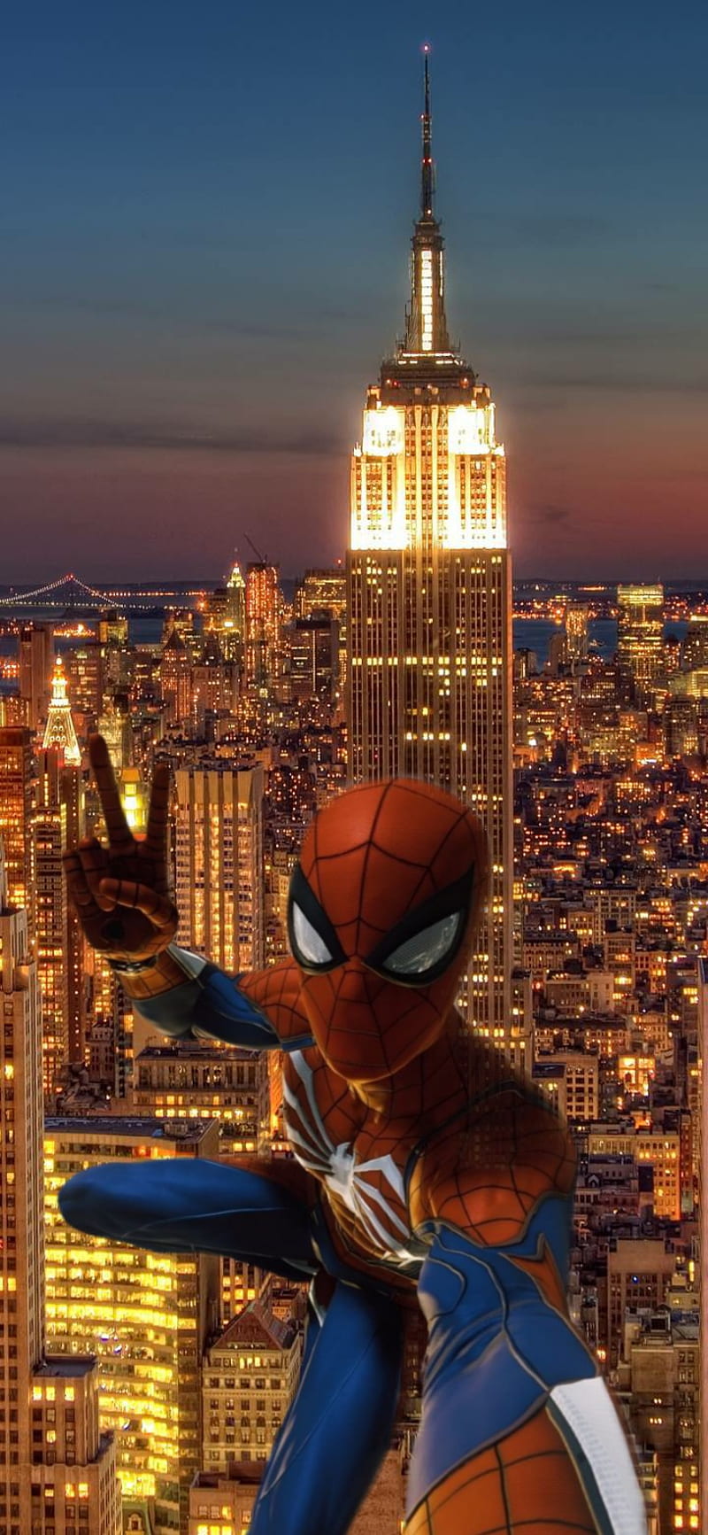Spider man 2, city lights, new york, spider man, HD phone wallpaper | Peakpx