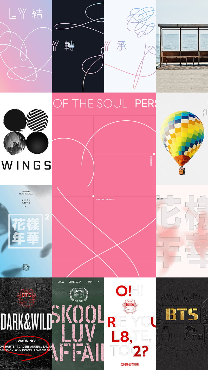 BTS Albums, dark and wild, love yourself, person, skool luv affair, wings, you never walk alone, HD phone wallpaper