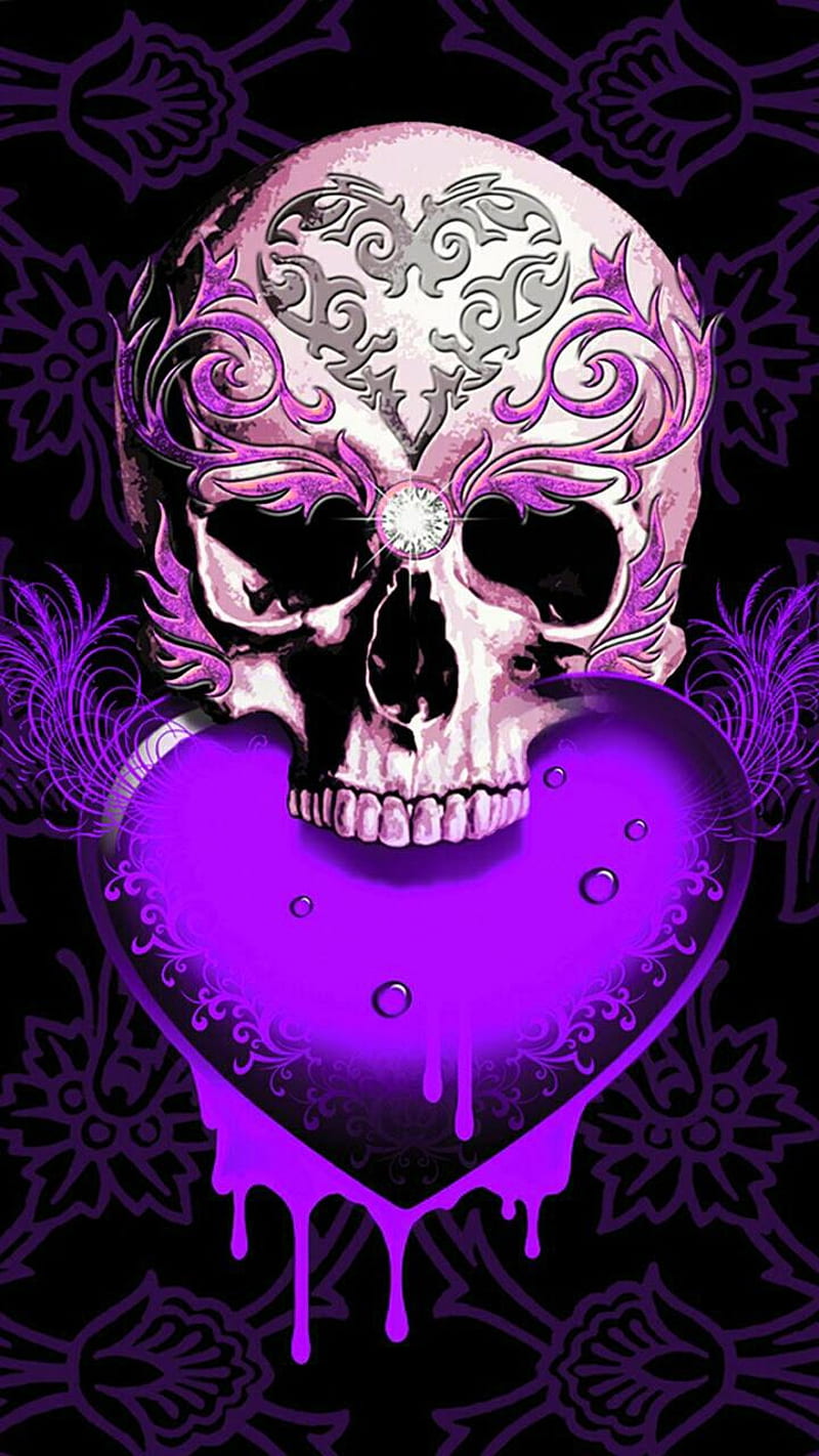Purple skull, super, HD phone wallpaper