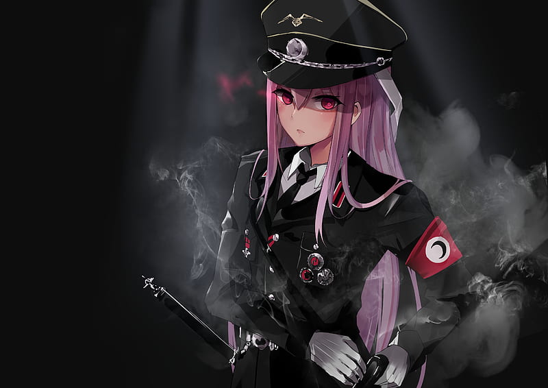 German Commander, girl, anime, anime ww2, HD phone wallpaper | Peakpx