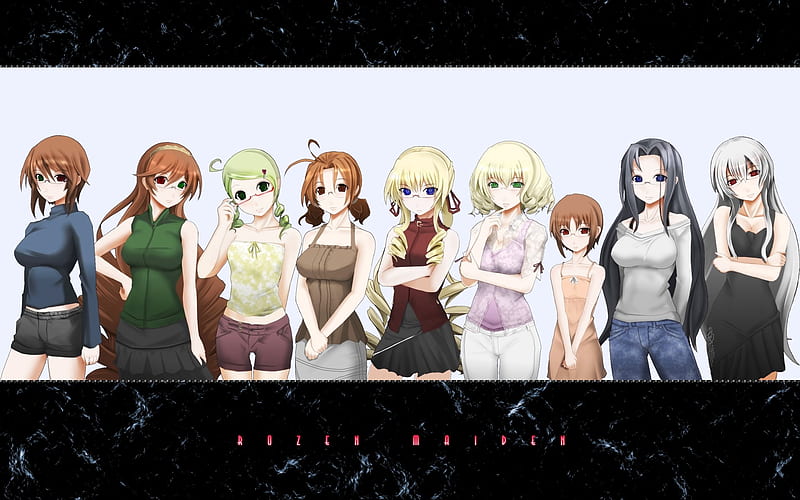 Rozen Maiden, girls, wall, sexy, anime, HD wallpaper Rozen Maiden, girls, wall, sexy, anime, HD wallpaper