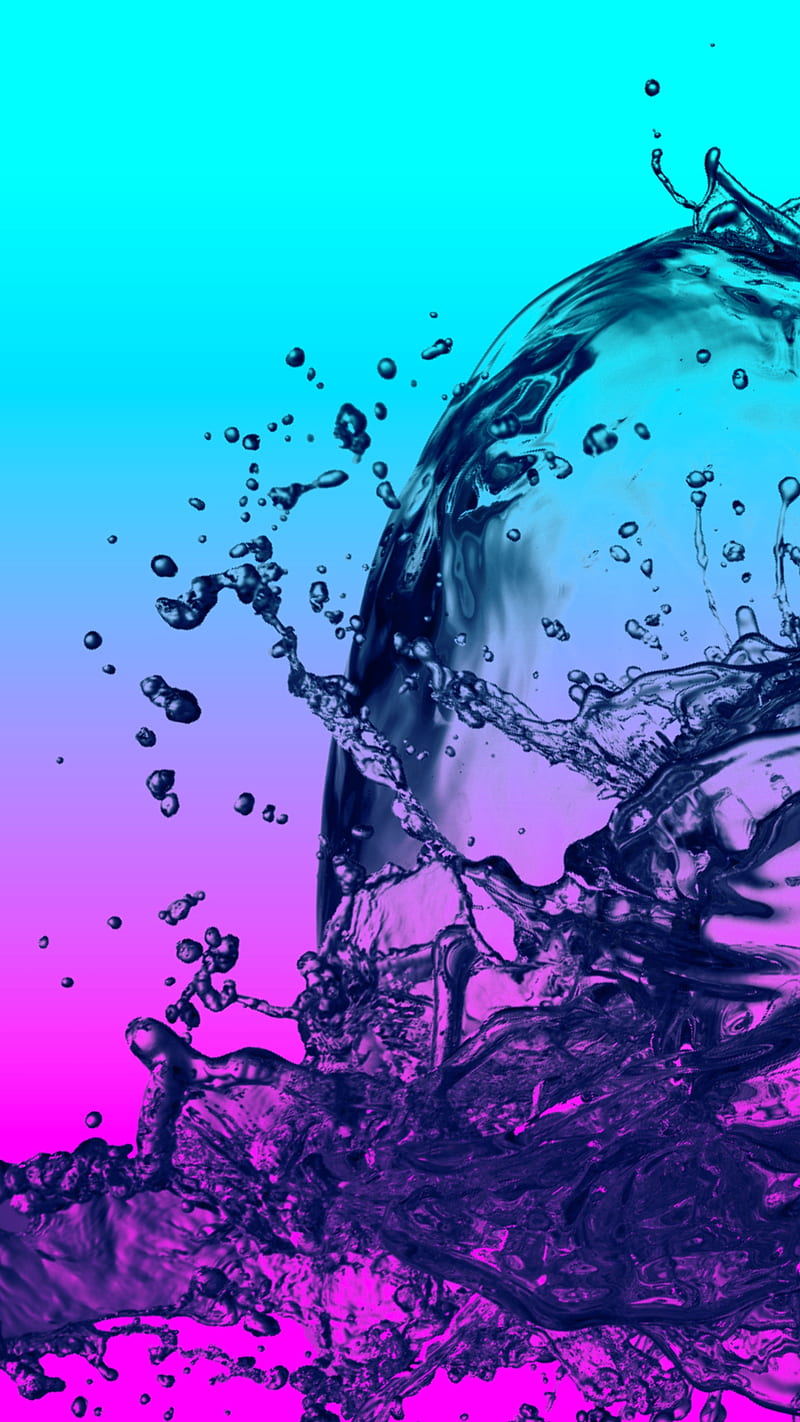 water splash, abstract, blue, color, gradient pattern, pink, splash, texture, water, HD phone wallpaper
