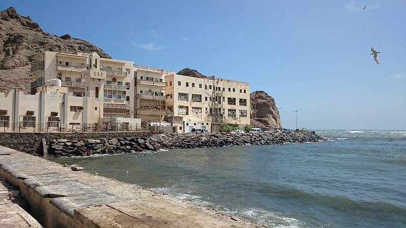 Facing the sea, Scenery, Most ed, Gulf of Aden, Seera Island, Crater, City, Nature, Sea, Water, Beaches, Yemen, Aden, Landscapes, Most e, Arabian Sea, HD wallpaper