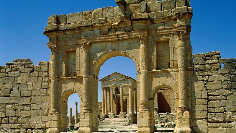Tunisia, Africa, Roman, Old, ruins, HD wallpaper