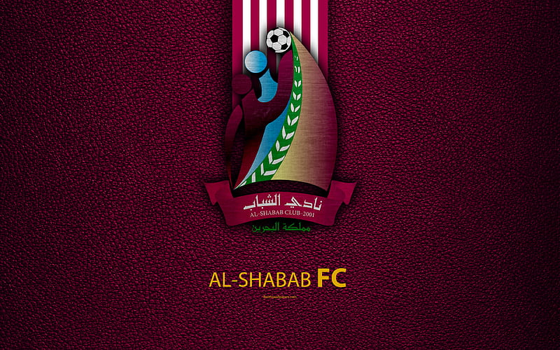 Al-Shabab Club leather texture, logo, purple white lines, Bahrain ...