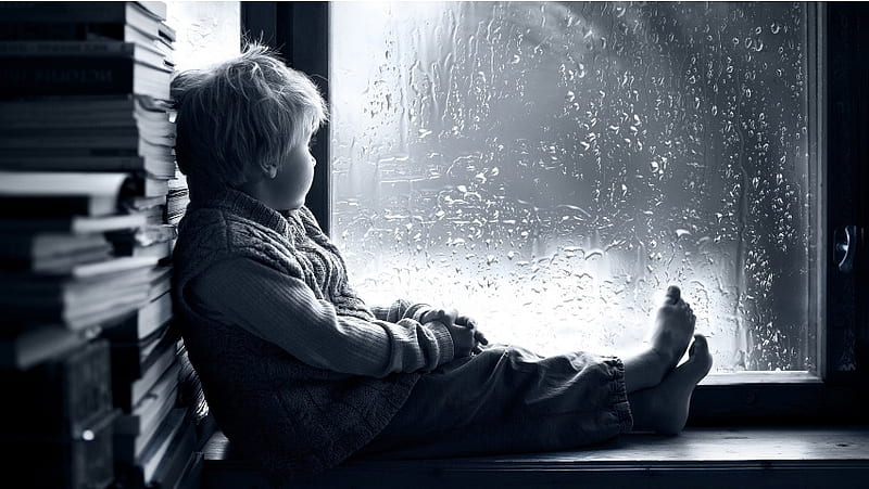 Boy Window Rain, HD wallpaper