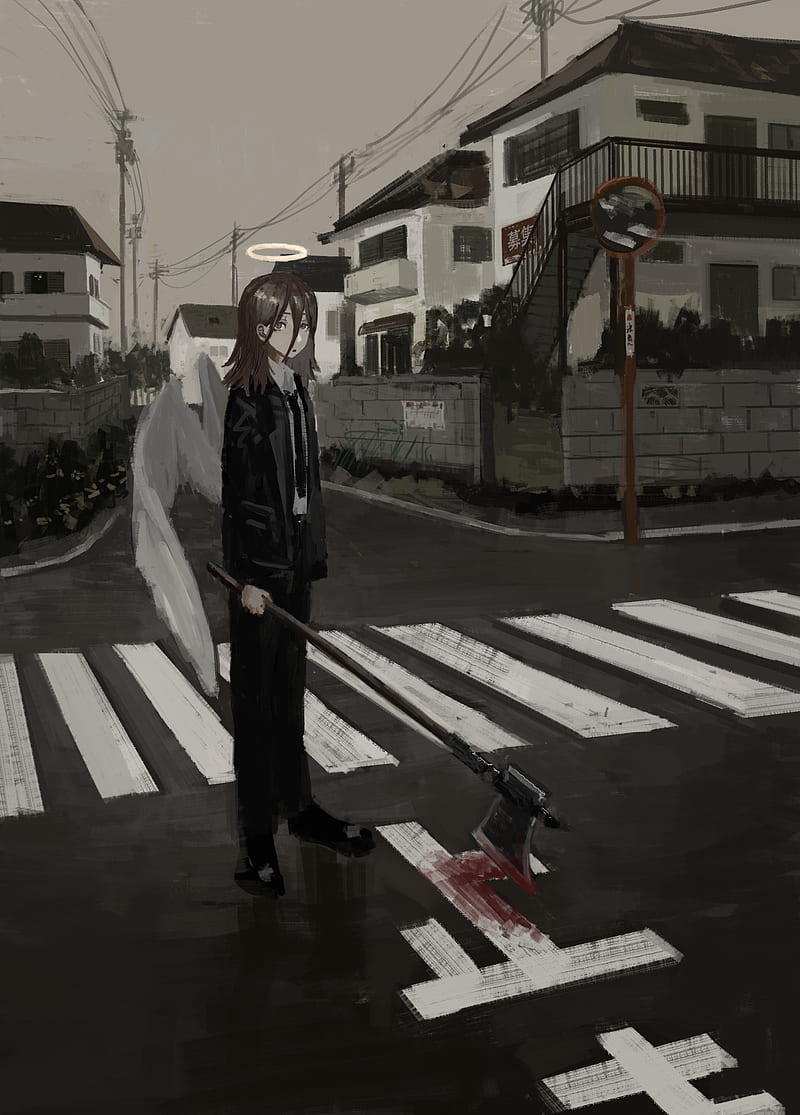Chainsaw Man, wings, crossroads, anime, HD phone wallpaper