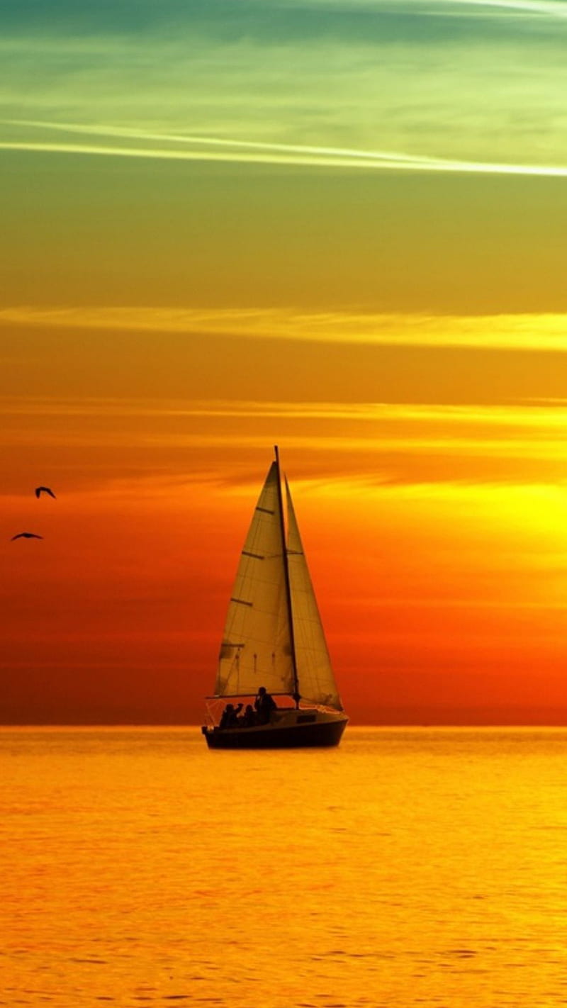 Sailing Boat, landscape, nature, sea, sunset, HD phone wallpaper | Peakpx