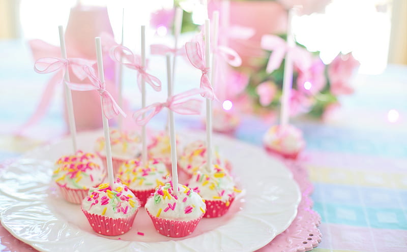 Cake Pops Ultra, Food and Drink, Pink, Table, Sweets, Plate, Cute, dessert, Lollipops, CakePop, CakeBalls, HD wallpaper