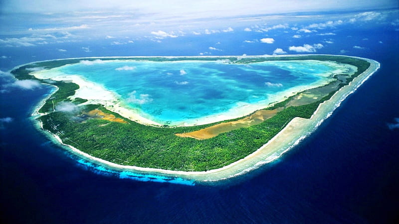 Gilbert Islands, Kiribati, lagoon, beach, sea, blue, paradisiac, HD wallpaper