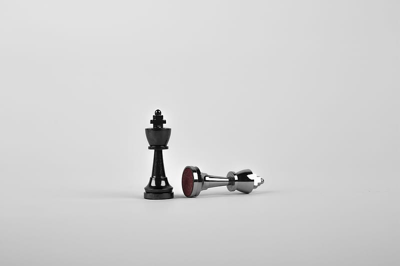 Two Silver Chess Pieces on White Surface, HD wallpaper