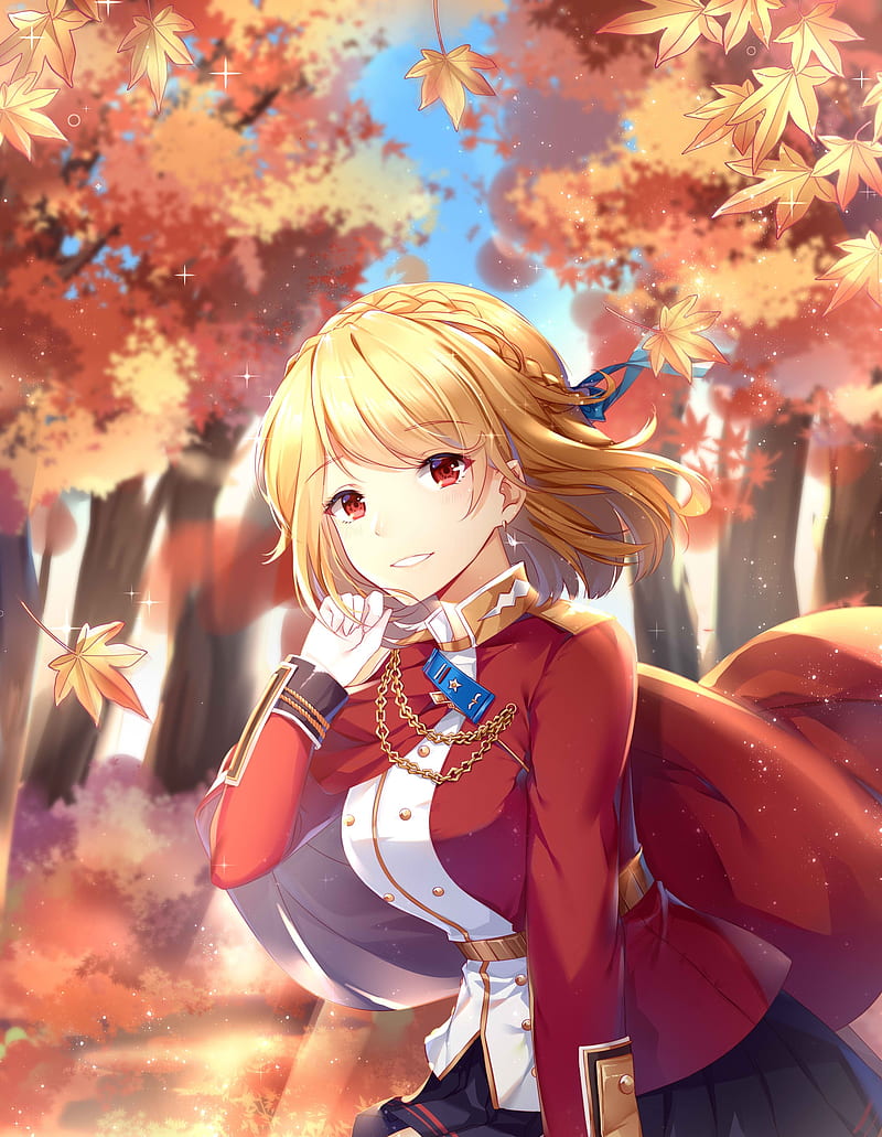 prince of wales, azur lane, blonde, autumn, uniform, Anime, HD phone wallpaper