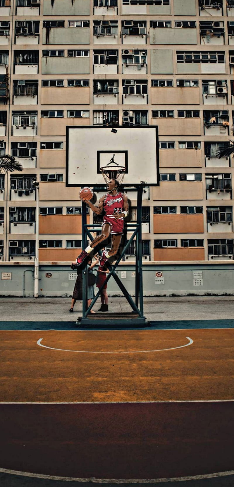 Michael Jordan, basketball, basketball court, nba, HD phone wallpaper