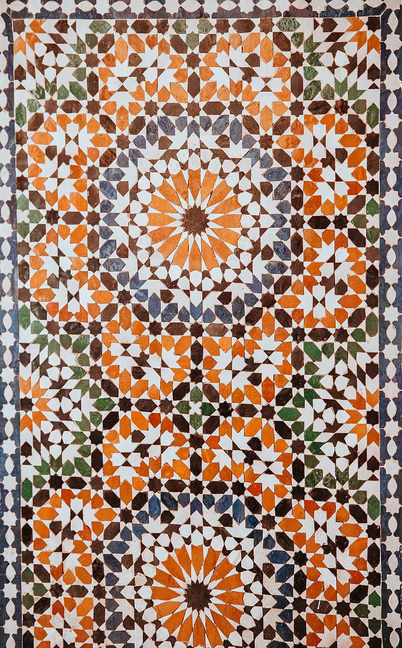 closeup of white, orange, and gray area rug, HD phone wallpaper