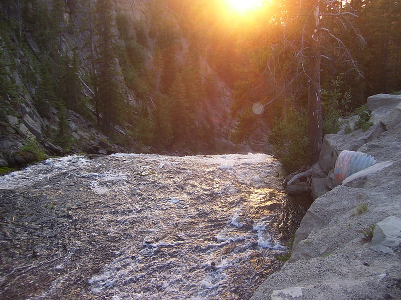 Virginia Falls, yellowstone national park, yellowstone natl park, yellowstone, waterfall, ynp, sunset, virginia, HD wallpaper