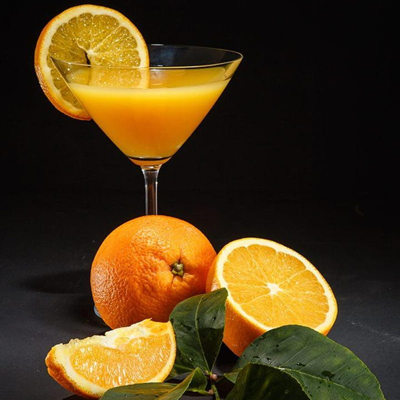 Orange juice, glass, juice, orange, fruits, HD wallpaper