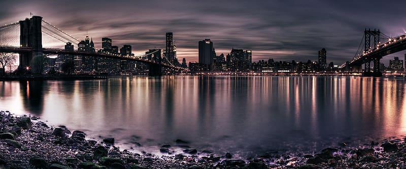 Cities, New York, Manhattan Bridge, Manhattan, Brooklyn Bridge, HD wallpaper