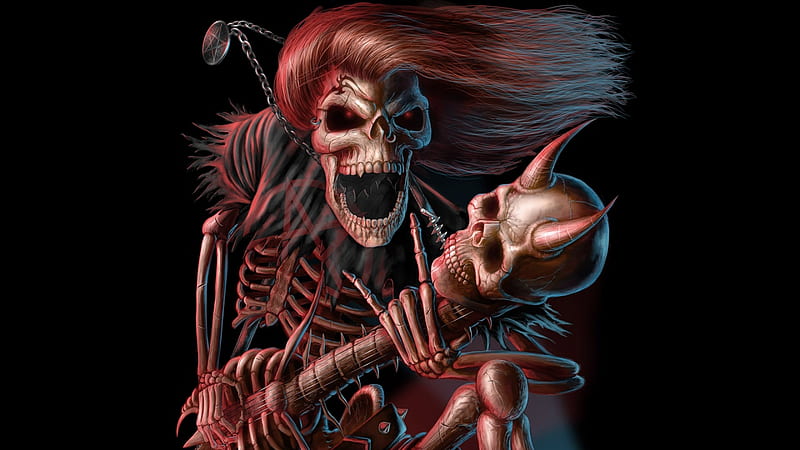 Dead Rock Star, dead, rock, band, skull, star, HD wallpaper