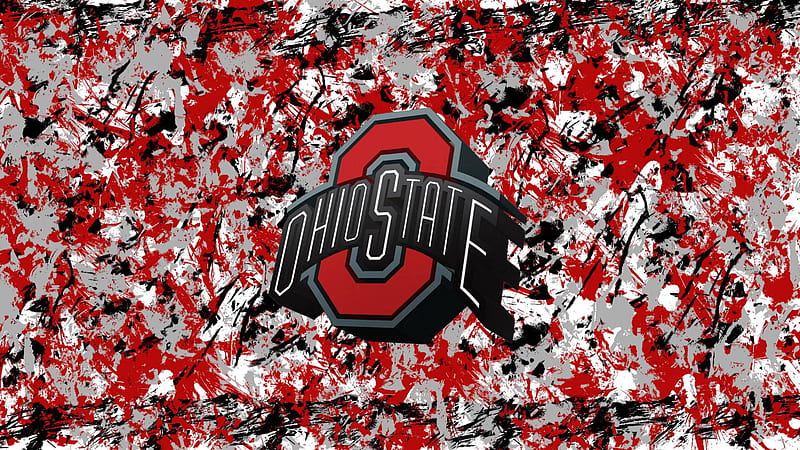 Ohio State Logo In Red Black Paint Splash Background Ohio State, HD wallpaper