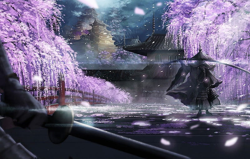 spring, sword, samurai for , section арт, Samurai Cherry Blossom, HD wallpaper