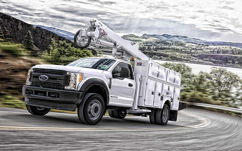 Ford F-550, 2019, Bucket Truck, Ford F-Series, F-550 Super Duty, american cars, commercial vehicles, Ford, HD wallpaper
