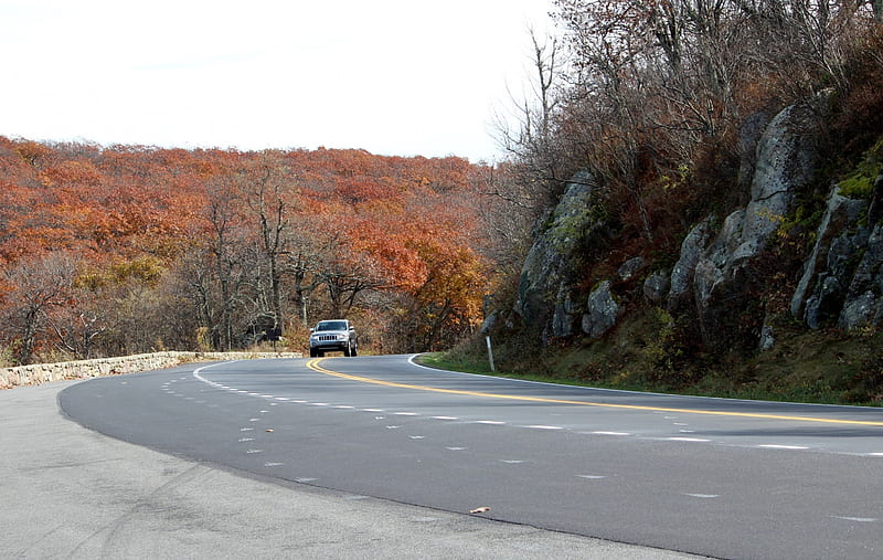 Shenandoah National Park, Fall, winding road, Mountain ridge, HD wallpaper