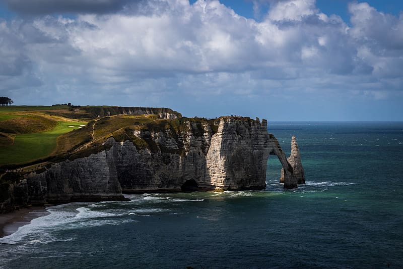 rock, arch, sea, cliff, landscape, HD wallpaper