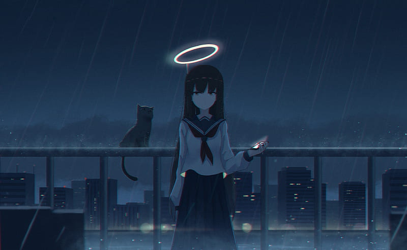 Sad Anime Girl in the Rain