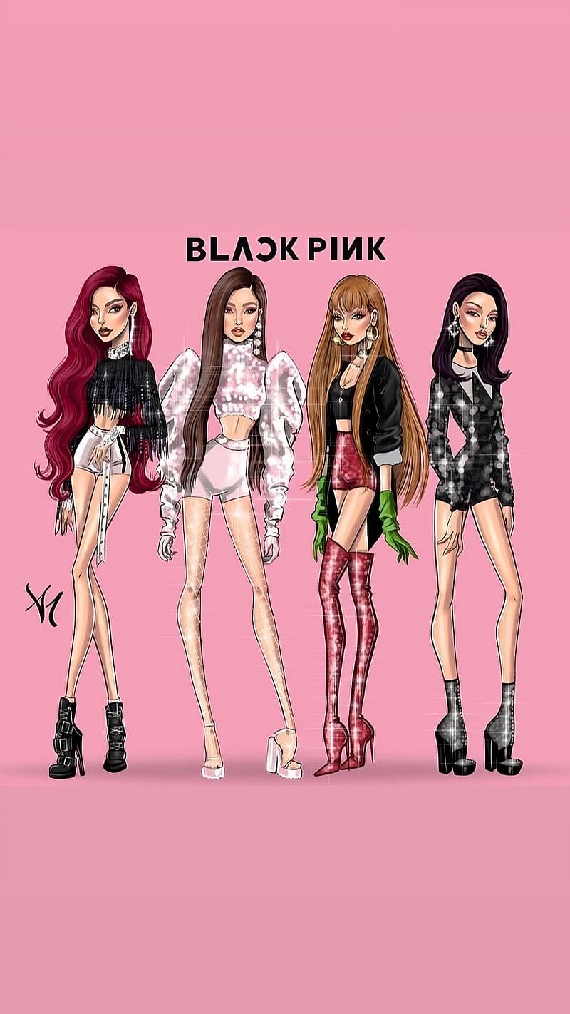 Blackpink Anime, black pink girls, black pink, anime, singers, HD phone wallpaper