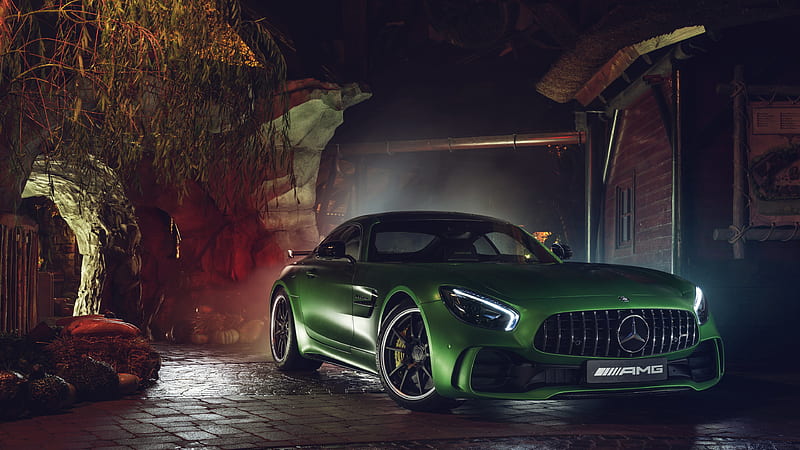 Green Mercedes AMG GT R, mercedes-amg-gtr, mercedes, carros, 2018-cars, HD wallpaper