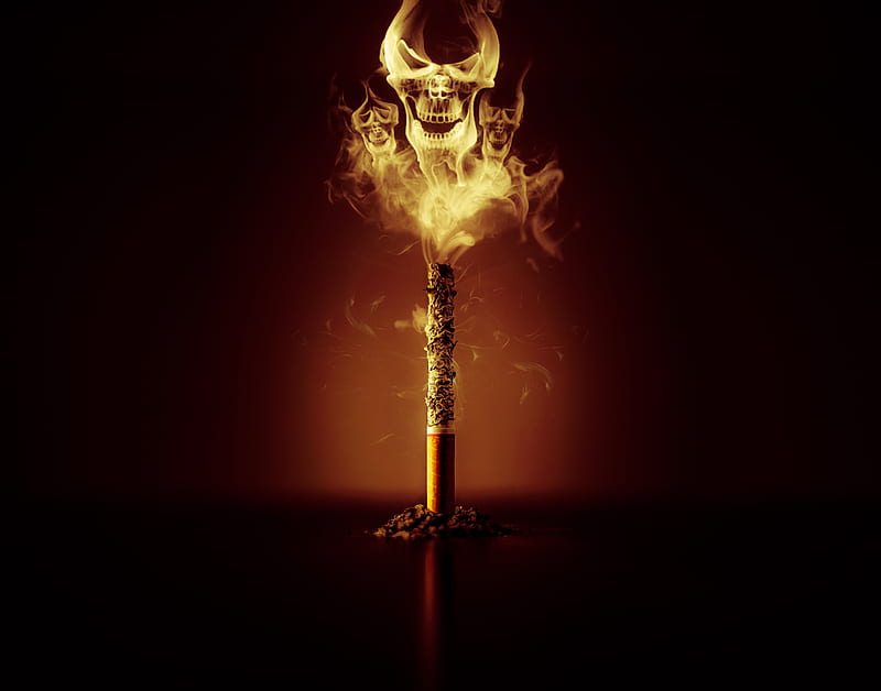 Cigarette, death, fire, flames, ghost, hacker, negative, skull, smoke, smokers, HD wallpaper