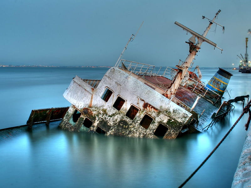Forgettable Steel, ships, sunken, dockyard, old, wreck, wrecks, remains, boats, water, ship, ship wreck, HD wallpaper