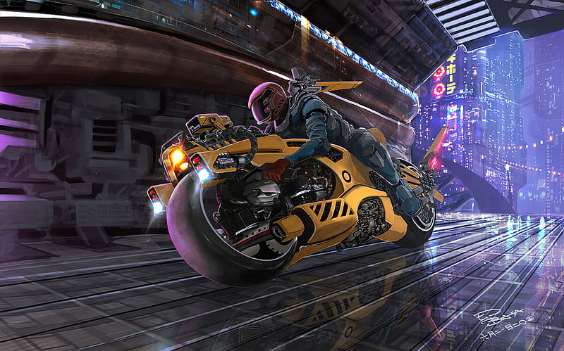 Sci Fi, Cyberpunk, Futuristic, Motorcycle, Vehicle, HD wallpaper