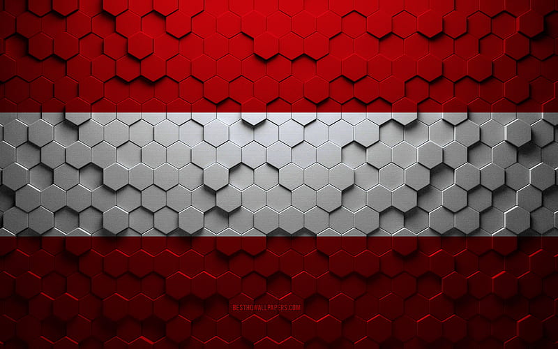 Flag of Austria, honeycomb art, Austria hexagons flag, Austria, 3d hexagons art, Austria flag, HD wallpaper