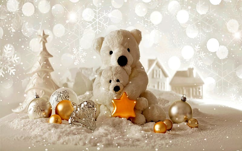 Teddy Bear, Bokeh, , Christmas Ornaments, Stuffed Animal, HD wallpaper