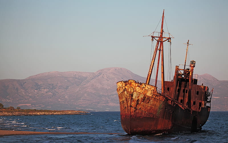 Dimitrios Ship Wreck, wreck, water, boat, marine, ship, ocean, Dimitrios, HD wallpaper