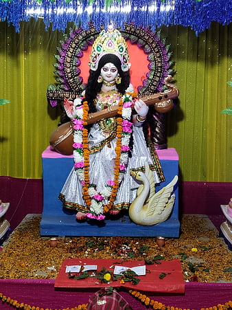 Saraswati Maa, saraswati puja vibes, vasant panchami vibes, HD phone wallpaper