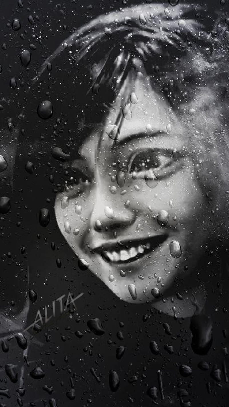 Alita Battle Angel, alita bw portrait, alita rainy , hisne hasin, HD phone wallpaper